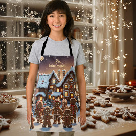 ジンジャーブレッドの家とかわいいジンジャーブレッドの家族 エプロン