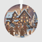 ジンジャーブレッドの家とかわいいジンジャーブレッドの家族 オーナメント (裏面)