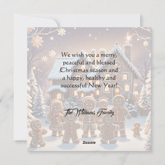 ジンジャーブレッドの家とかわいいジンジャーブレッドの家族 シーズンカード (裏面)