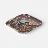 ジンジャーブレッドの家とかわいいジンジャーブレッドの家族 ペーパープレート (傾斜あり)