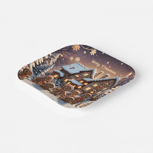 ジンジャーブレッドの家とかわいいジンジャーブレッドの家族 ペーパープレート (傾斜あり)