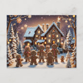 ジンジャーブレッドの家とかわいいジンジャーブレッドの家族 ポストカード (正面)