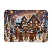 ジンジャーブレッドの家とかわいいジンジャーブレッドの家族 マグネット (横)