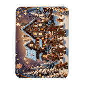 ジンジャーブレッドの家とかわいいジンジャーブレッドの家族 マグネット (縦)