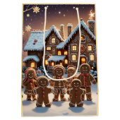 ジンジャーブレッドの家とかわいいジンジャーブレッドの家族 ミディアムペーパーバッグ (裏面)