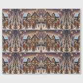 ジンジャーブレッドの家とかわいいジンジャーブレッドの家族 ラッピングペーパー (フラット)