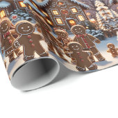 ジンジャーブレッドの家とかわいいジンジャーブレッドの家族 ラッピングペーパー (ロールコーナー)