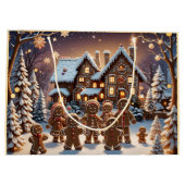 ジンジャーブレッドの家とかわいいジンジャーブレッドの家族 ラージペーパーバッグ (裏面)