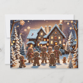 ジンジャーブレッドの家とかわいいジンジャーブレッドの家族 招待状
