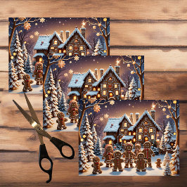 ジンジャーブレッドの家とかわいいジンジャーブレッドの家族 薄葉紙