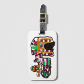 ジンジャーブレッドの家とジンジャーブレッドの男ラビー ラゲッジタグ (正面縦)