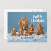 ジンジャーブレッドの家の前にあるジンジャーブレッドの家族 シーズンポストカード (正面/裏面)