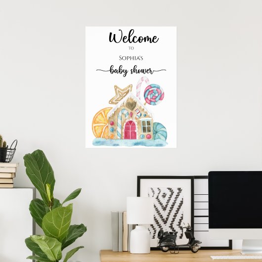 ジンジャーブレッドの家の赤ちゃんシャワーフォームボード ポスター (ホームオフィス)