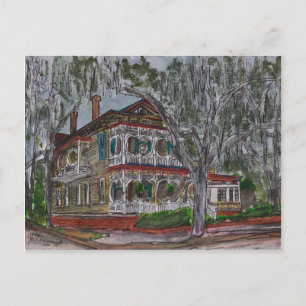 ジンジャーブレッドの家 サバンナジョージア州 アート 絵画 ポストカード