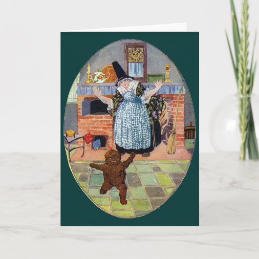 ジンジャーブレッドの少年がオーブンから飛び出す シーズンカード (正面)