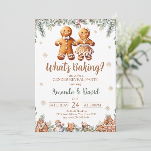 ジンジャーブレッドの性別お披露目パーティー What's Baking 招待状 (スタンド正面)