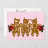 ジンジャーブレッドの猫と紡ぎ砂糖 – 手絵を描 ポストカード (正面/裏面)