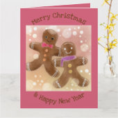 ジンジャーブレッドの男の子のクリスマスグリーティングカード カード (黄色い花)