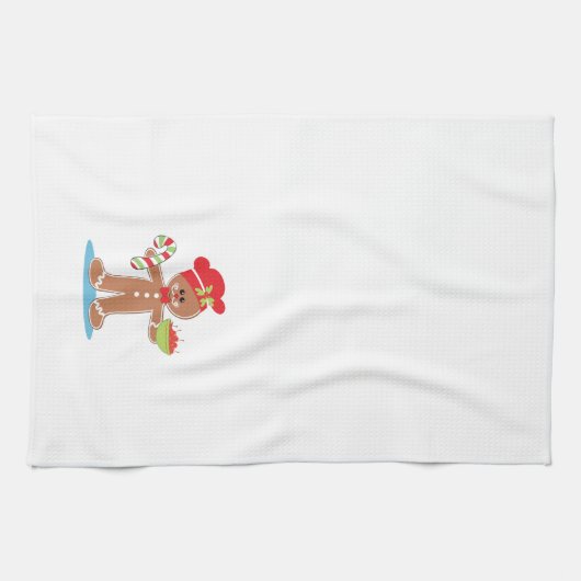 ジンジャーブレッドの男の子のクリスマスタオル キッチンタオル (横)