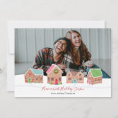 ジンジャーブレッドの通りの休日の写真カード シーズンカード (正面)