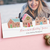 ジンジャーブレッドの通りの休日の写真カード シーズンカード
