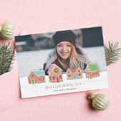 ジンジャーブレッドの通りの休日の写真カード シーズンカード