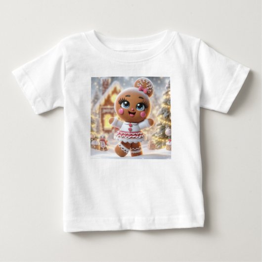ジンジャーブレッドの雪の結晶の輝き ベビーTシャツ (正面)