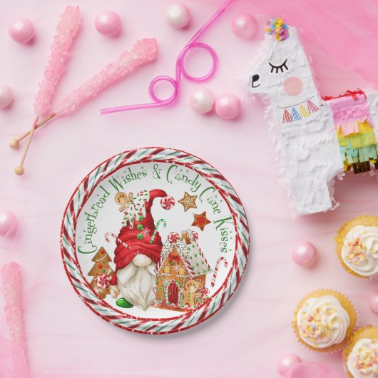 ジンジャーブレッドの願いとキャンディーケーンのキス ペーパープレート (パーティー)