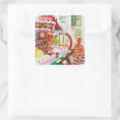 ジンジャーブレッドの驚き大きな四角いステッカー スクエアシール (バッグ)