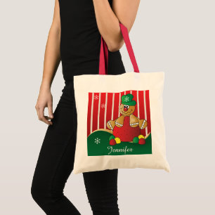 ジンジャーブレッドのGumdropの人 DIYの名前 のクリスマス トートバッグ