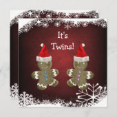 ジンジャーブレッドはクリスマスのベビーシャワーを結び付けます 招待状 (正面/裏面)