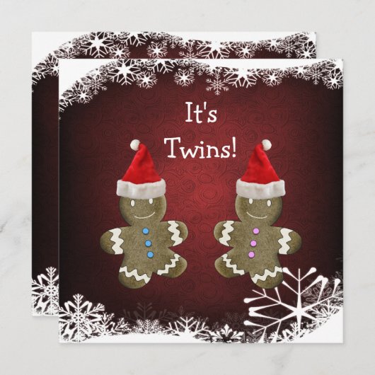ジンジャーブレッドはクリスマスのベビーシャワーを結び付けます 招待状 (正面/裏面)