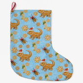 ジンジャーブレッドひげドラゴンクリスマス ラージクリスマスストッキング (正面)