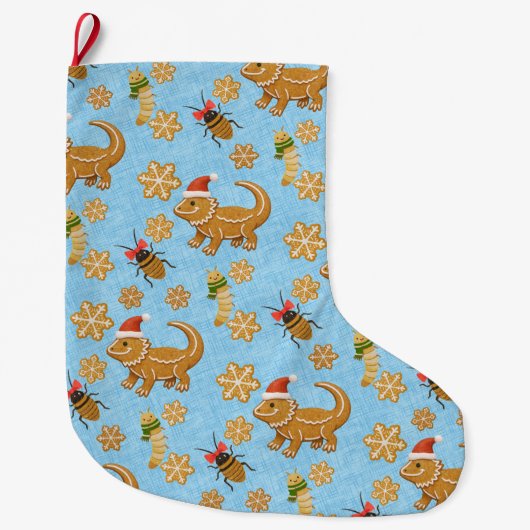 ジンジャーブレッドひげドラゴンクリスマス ラージクリスマスストッキング (正面)