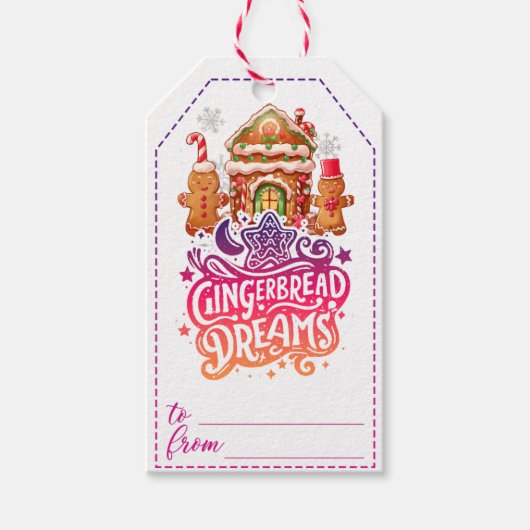 ジンジャーブレッドをテーマにしたクリスマスギフトタグ ギフトタグ (正面)