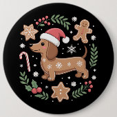 ジンジャーブレッドウィーナードッグラバーダッシュンドクリスマス 缶バッジ (正面)