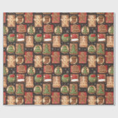 ジンジャーブレッドオーナメントクリスマス ラッピングペーパー (フラット)