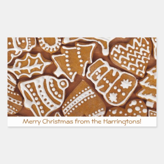 ジンジャーブレッドカスタムクッキー文字シール 長方形シール (正面)