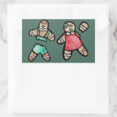 ジンジャーブレッドカップルのスナップジンジャーブレッドマンクッキー 長方形シール (バッグ)