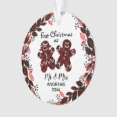 ジンジャーブレッドカップル初めてのクリスマスバッファロープレイド オーナメント (正面)