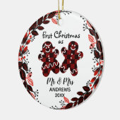 ジンジャーブレッドカップル初めてのクリスマスバッファロープレイド セラミックオーナメント (左)