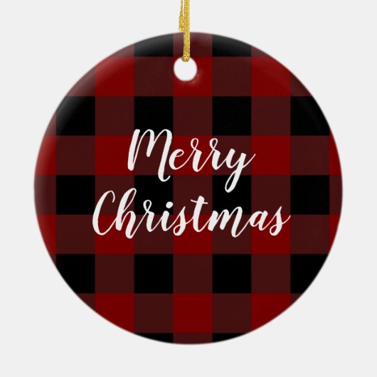 ジンジャーブレッドカップル初めてのクリスマスバッファロープレイド セラミックオーナメント (裏面)