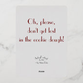 "ジンジャーブレッドガール"フラットフォイルホリデーカード 箔シーズンカード (裏面)