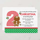 ジンジャーブレッドガール 2歳の誕生日 招待状 (正面/裏面)