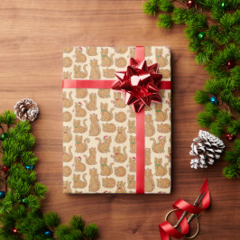 ジンジャーブレッドキャットのクリスマスクッキー ラッピングペーパー