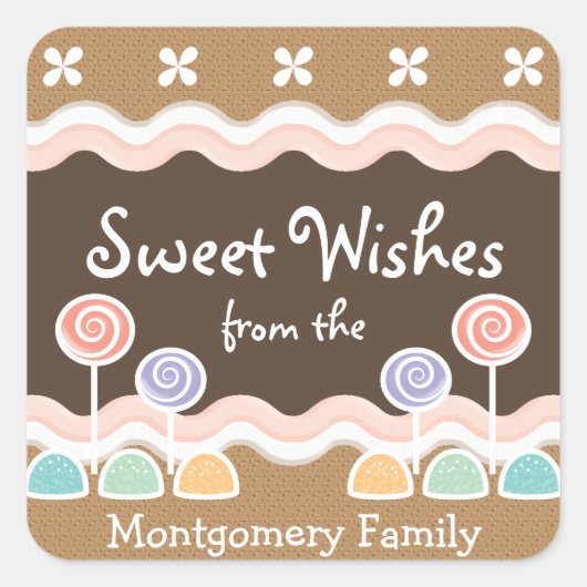 ジンジャーブレッドキャンディランドホリデー スクエアシール (正面)