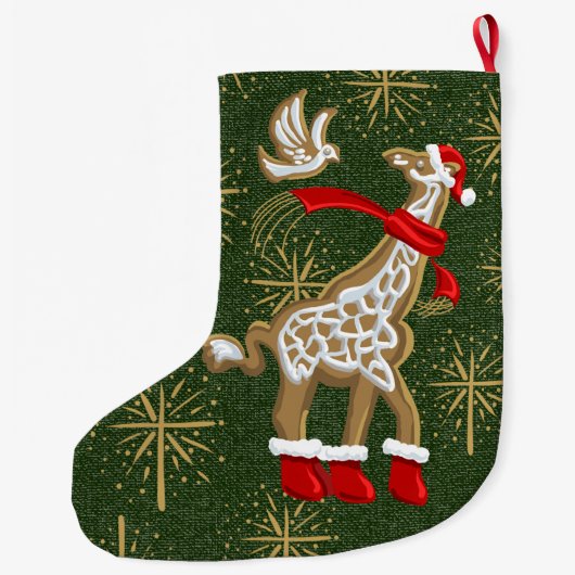 ジンジャーブレッドキリン/鳩の大きなクリスマスストッキング ラージクリスマスストッキング (裏面)