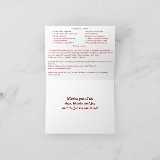 ジンジャーブレッドクッキーとレシピクリスマスカード サンキューカード (内部)