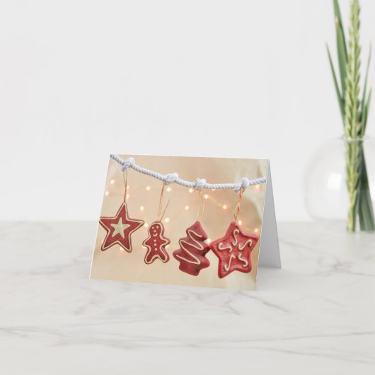 ジンジャーブレッドクッキーとレシピクリスマスカード サンキューカード (正面)