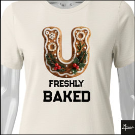 ジンジャーブレッドクッキーのクリスマスイニシャルレターU トライブレンドTシャツ